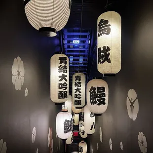 lanterns hanging from the ceiling