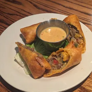 Steak and cheese egg roll