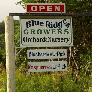 Blue Ridge Growers Road Sign