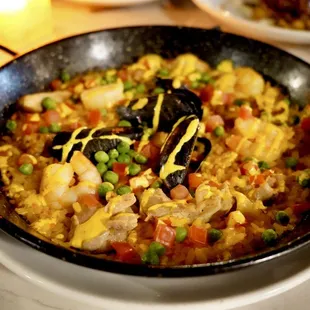 a pan of food on a table
