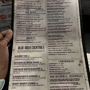 Alcohol menu back
