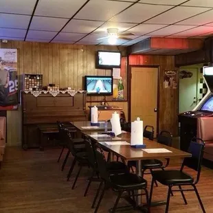 tables and booths in a restaurant