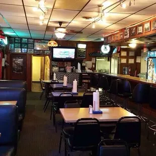tables and chairs in a restaurant