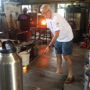 Glass blowing in action