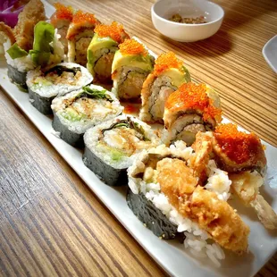 Dragon roll (right) &amp; Spider roll (left)