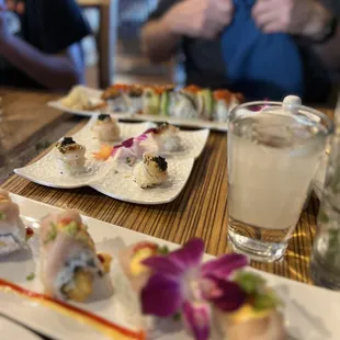 Scallops, Mita roll, Ginger Mojito