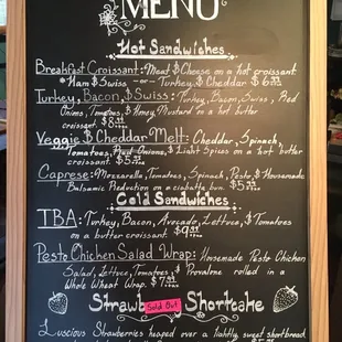 Current food menu 10/08/2020