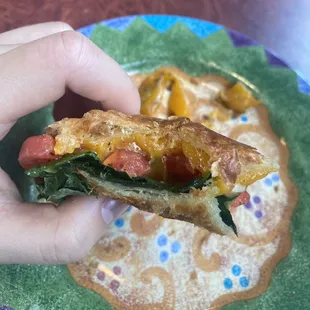 Inside of Veggie &amp; Cheddar Melt