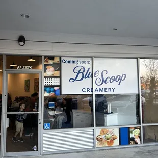Outside Blue Scoop before they officially opened.