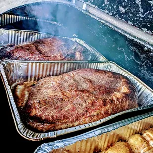 Brisket &amp; Chicken on the smoker