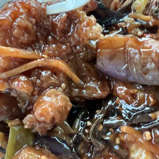 Braised Eggplant and Pork Chop with spicy sauce