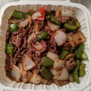 Beef with Black Pepper Sauce Rice Plate