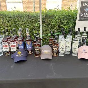 a variety of bottles of spirits