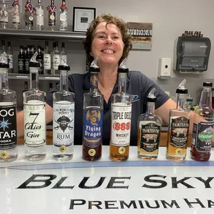 The owner, Kim, with the spirits they make