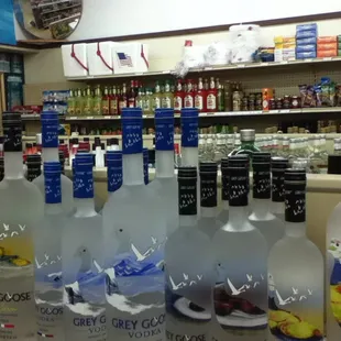 bottles of vodka in a store