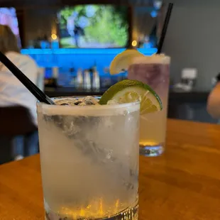 Seasonal margarita and blue sky cocktail