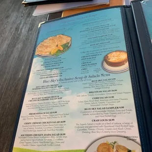 a menu for a meal