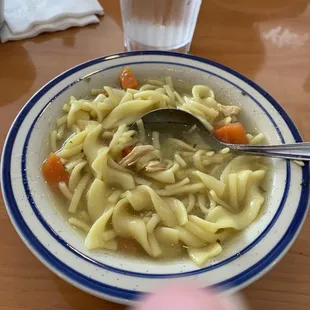 Bowl of chicken noodle soup