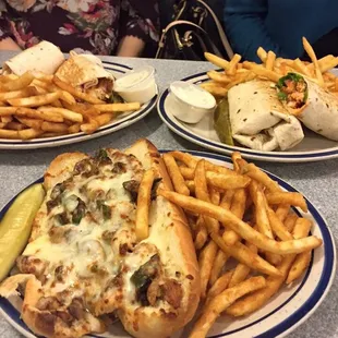 Philly Cheese Steak Supreme, Turkey Wrap &amp; Fries-- MMM!