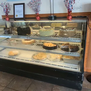 a display of pies and pastries