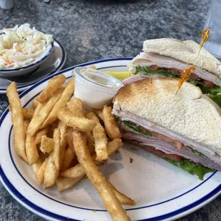 Blue Sky Triple Decker Club Sandwich (they have the good fries, iykyk!)