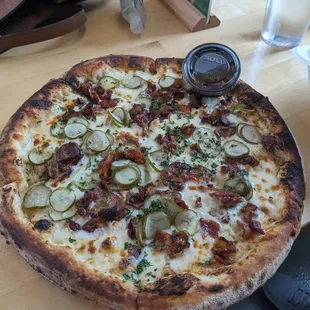 The pickle pizza with a side of the spicy jam, so delicious!