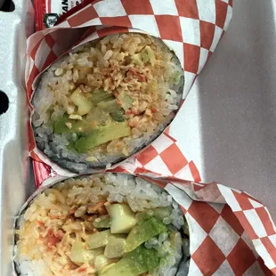 Spicy crab sushi burrito