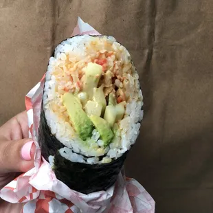 Spicy crab burrito (no lettuce, no carrot)