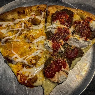  two slices of pizza