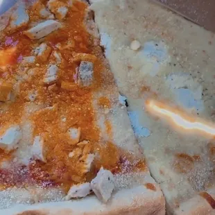 SLICE BUFFALO CHICKEN PIZZA and SLICE BIANCA