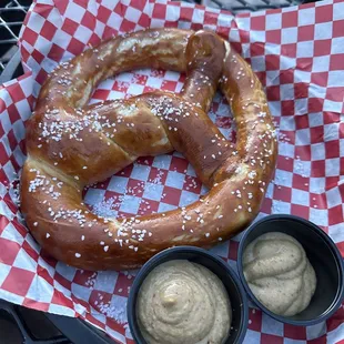 Yummy Handmade Bavarian Pretzel with mustard