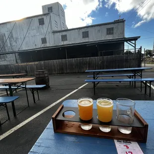 A view from their outdoor seating area