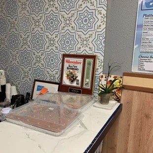 Pay and dessert area.