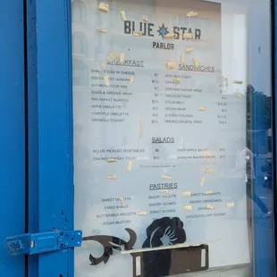 a menu in a window