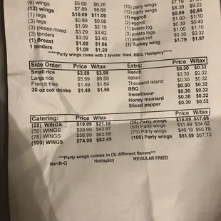 The backside of the menu. Prices are extremely reasonable