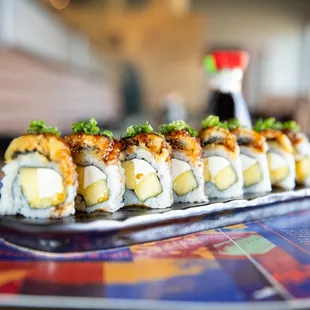 a close up of a sushi