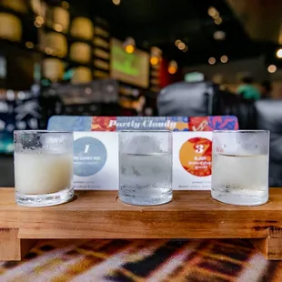 three glasses of sake