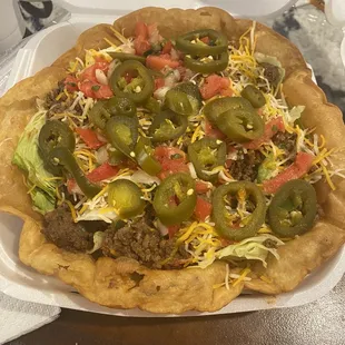 Ground beef taco salad!