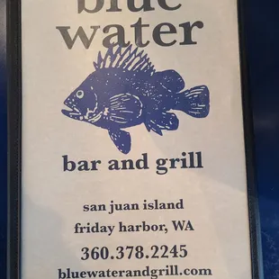 Menu Cover and Restaurant info