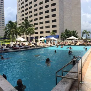 people swimming in the pool