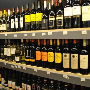 shelves of wine