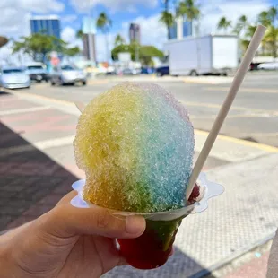 Rainbow Shaved Ice - most of it was just sipping on it. Container was hard to eat from