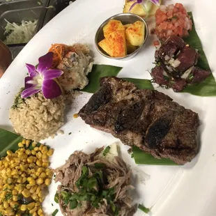 Today Special!! Hawaiian Plate. Poke, Kalua Pig, Pulehu Beef Short Ribs, Lomi Salmon, Fresh Pineapple.