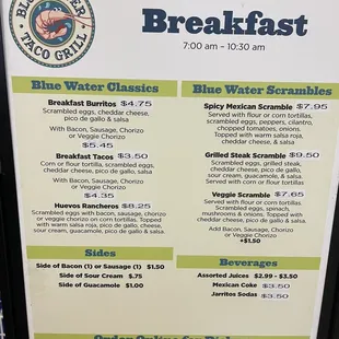 Breakfast Menu