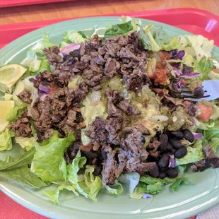 Steak hot chop salad