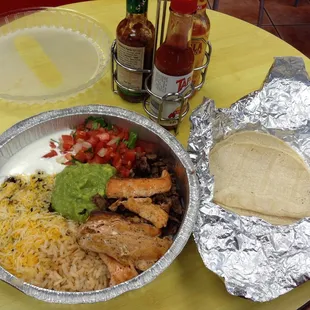 Asado plate with salmon and corn tortillas ($10.75)