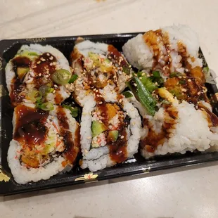 a plate of sushi
