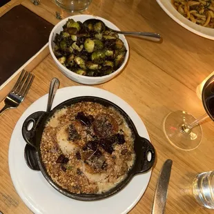 Scallops, Brussel sprouts and pasta