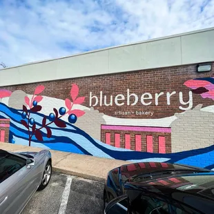 Side of building, parking area