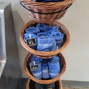 a display of blueberries